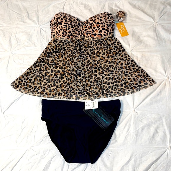 Kona Sol Leopard Print Tankini Sz Small - Picture 1 of 5